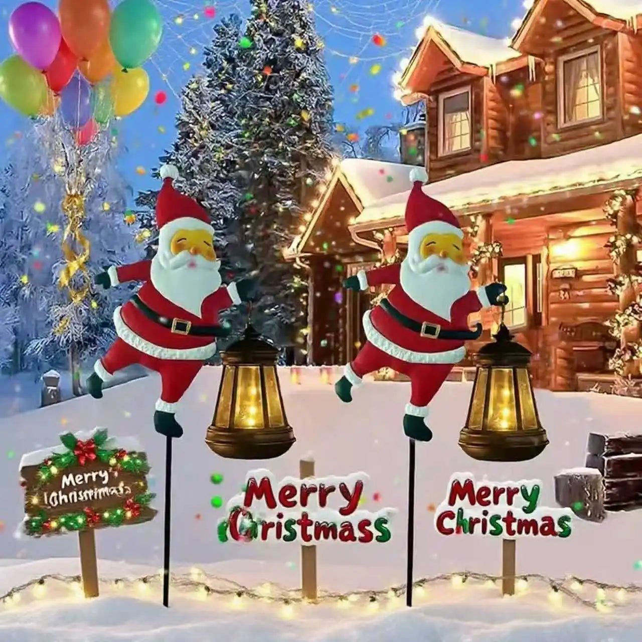 Christmas Santa Claus Solar Kettle Lights